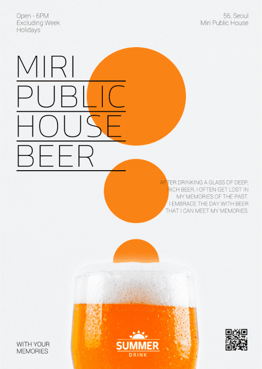 Una imagen que contiene una imagen de una taza de cerveza con espuma burbujeante en color naranja, con un texto que dice miri public house beer