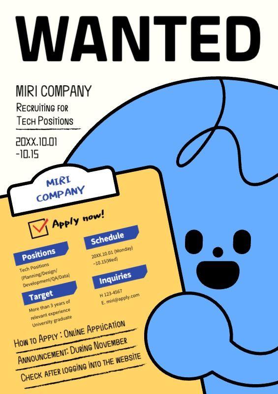 Simple yellow and blue job ads