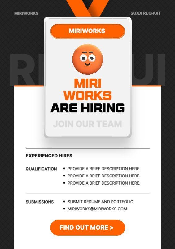 Modern job postings in black and orange