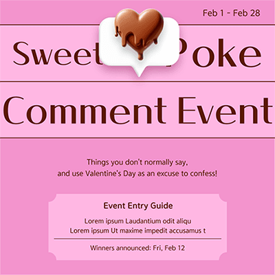 Promote a simple pink social media comment event