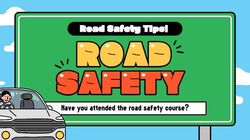 Trendy traffic safety training materials with a light blue background