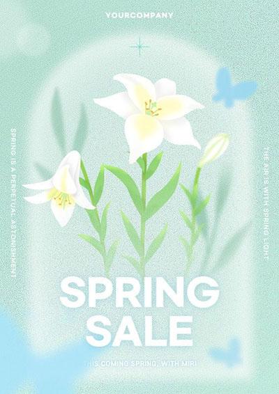 A simple spring flower artwork post in light blue and mint