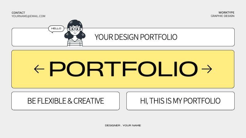 Minimalist graphic designer portfolio in yellow and gray