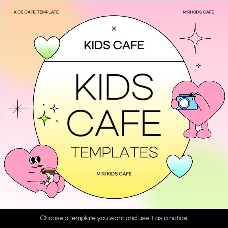 Announcing a trendy kids' cafe in pink and yellow